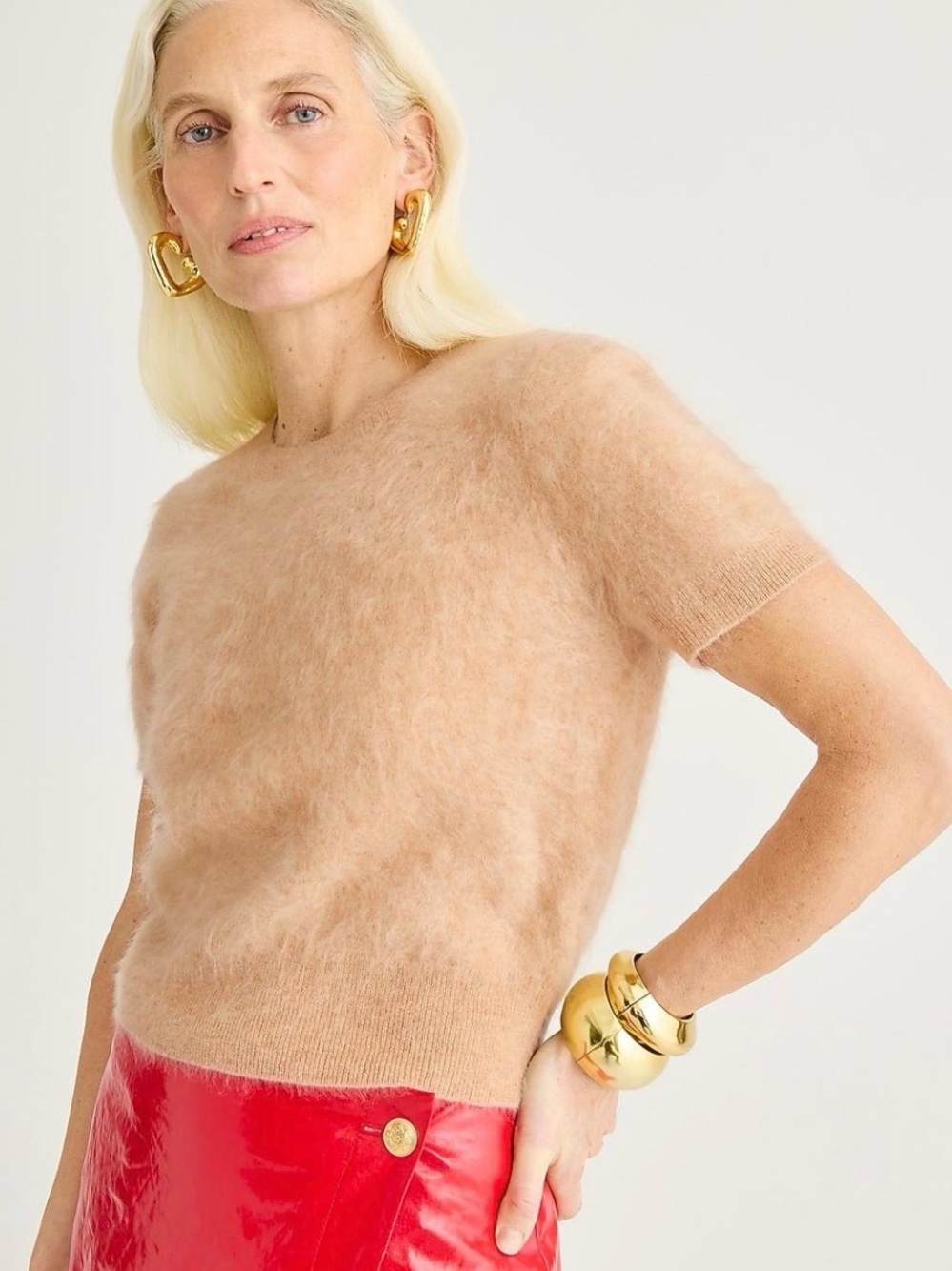 J. Crew Women's Brushed Cashmere T-Shirt in Natural